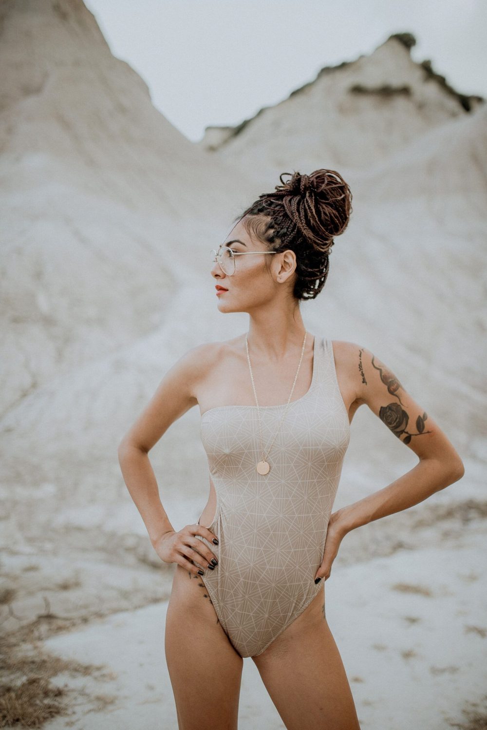 Nude One Shoulder Swimsuit