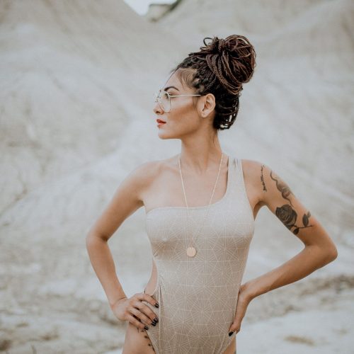 Nude One Shoulder Swimsuit