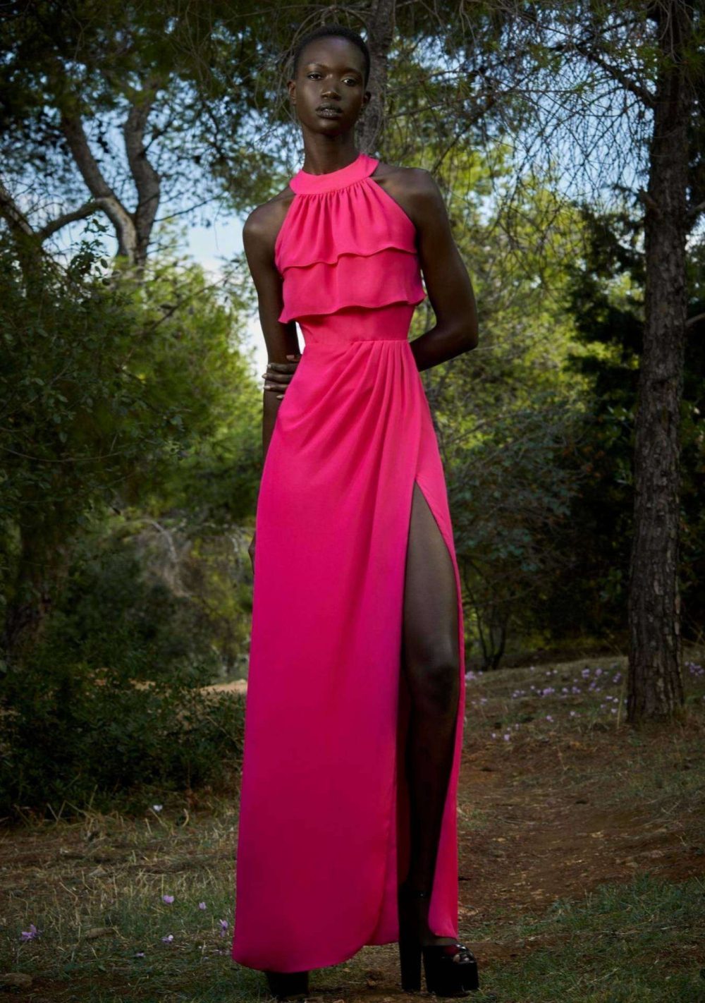 Rita Fuchsia Long Dress