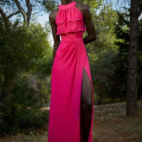 Rita Fuchsia Long Dress