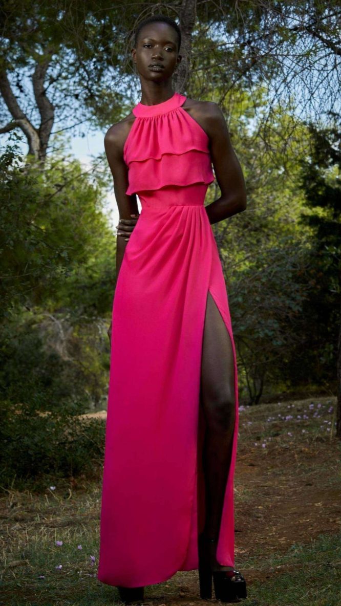 Rita Fuchsia Long Dress