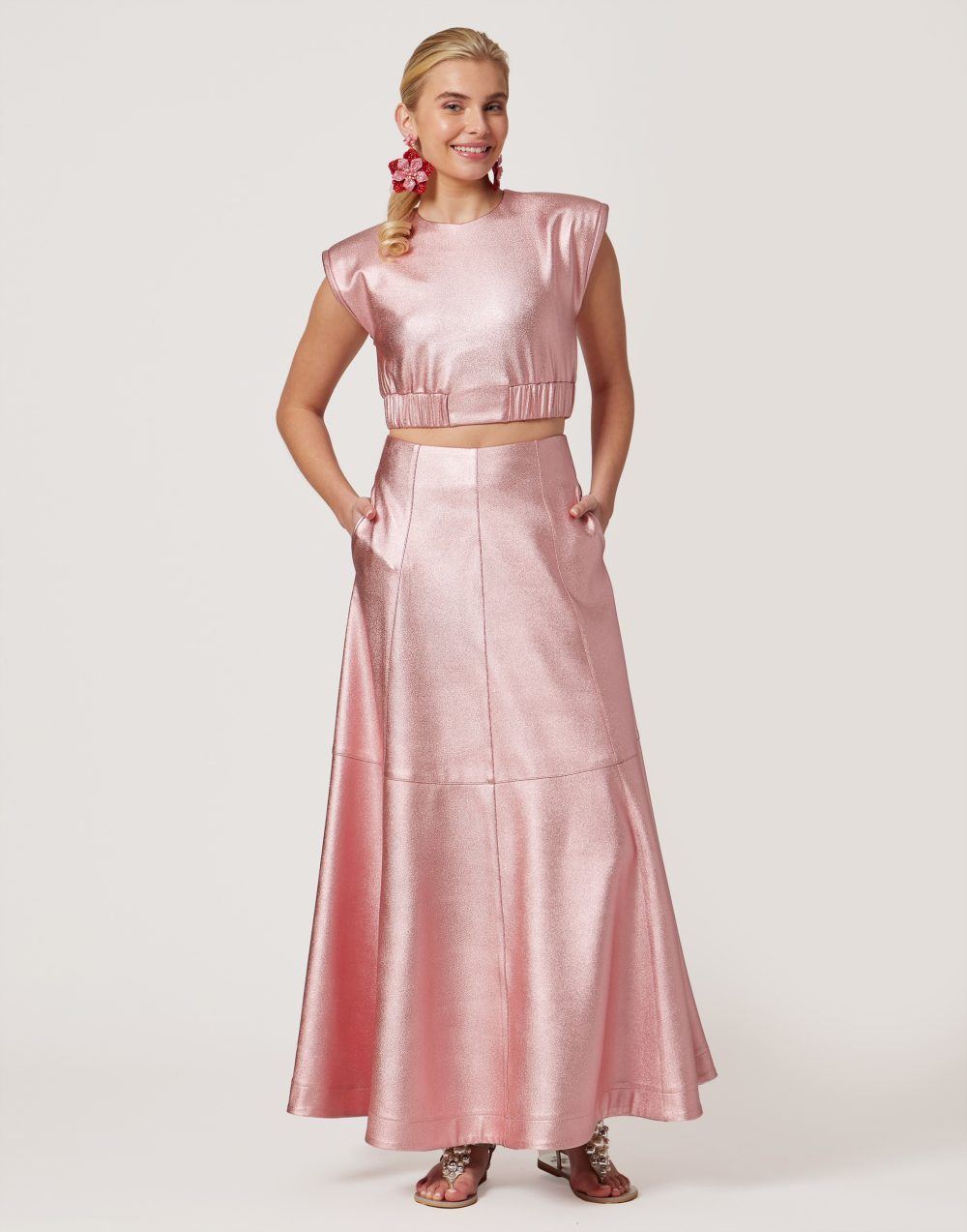 Metalic Pink Sleeveless Top