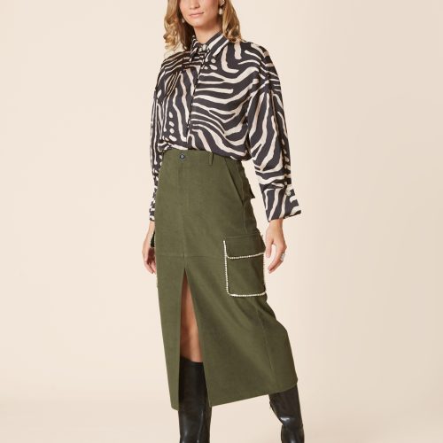 Khaki Midi Skirt