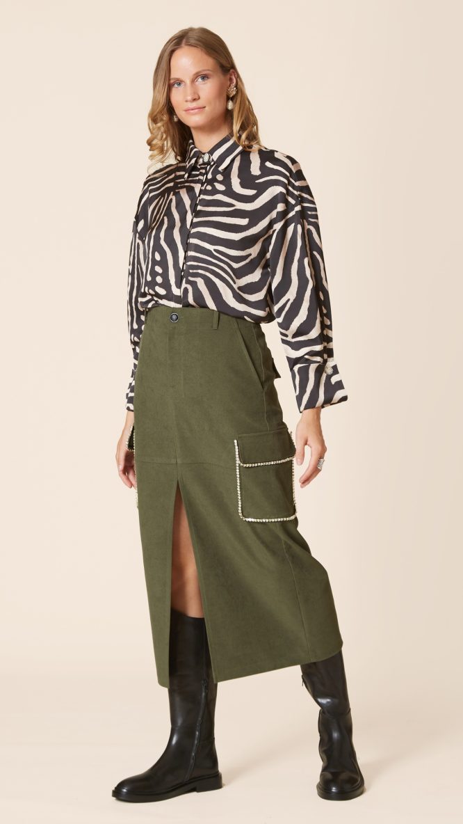 Khaki Midi Skirt