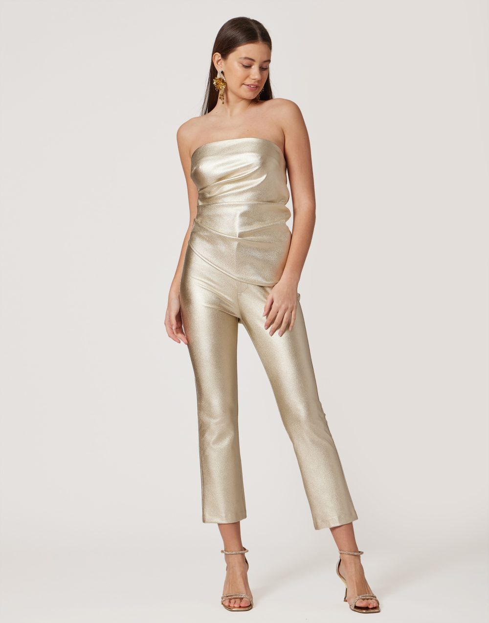 Strapless Metalic Golden Top
