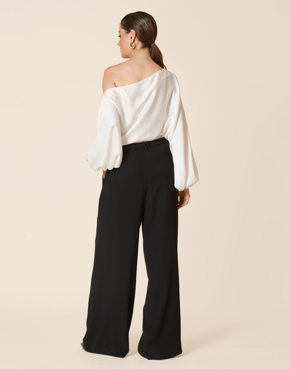 Black Pants Rhinestone-Embellished