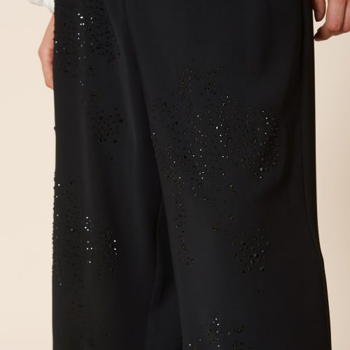 Black Pants Rhinestone-Embellished