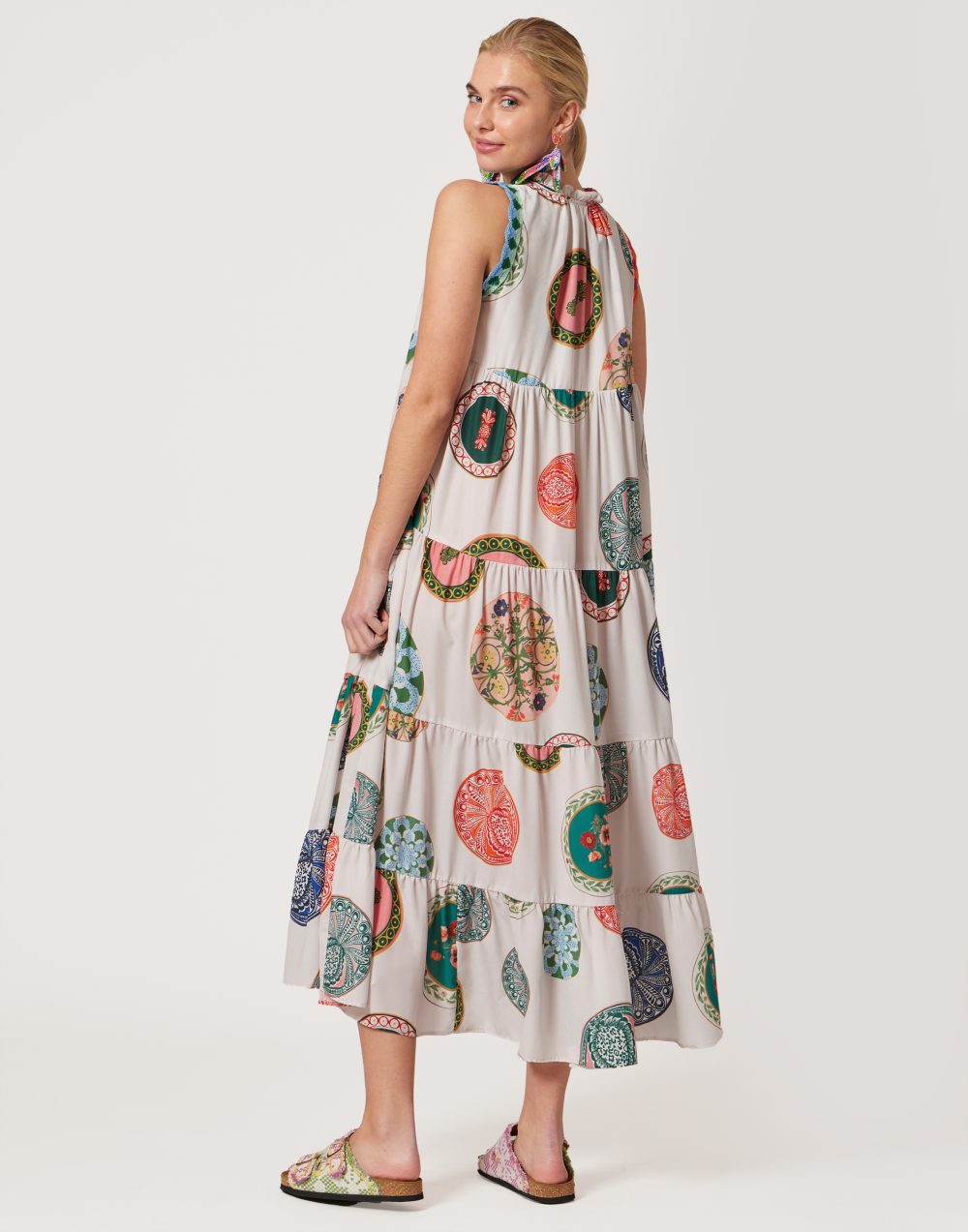 Sleeveless Printed Baby Pink Dress