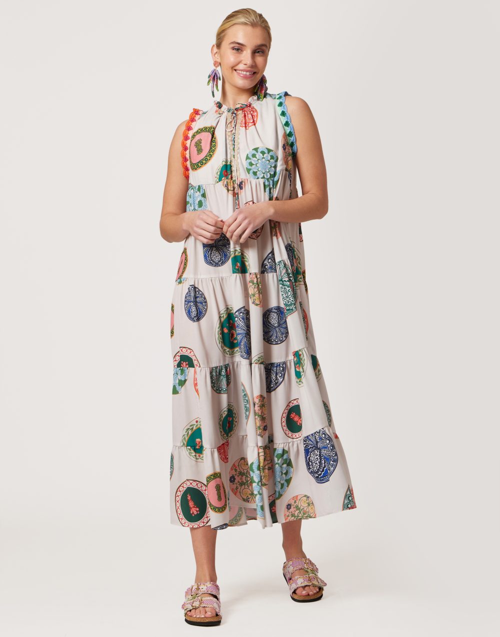 Sleeveless Printed Baby Pink Dress