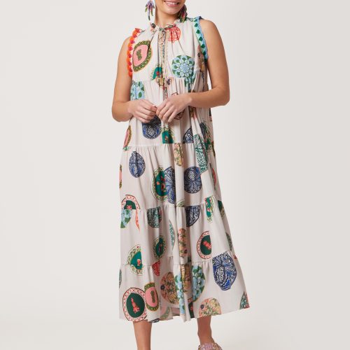 Sleeveless Printed Baby Pink Dress