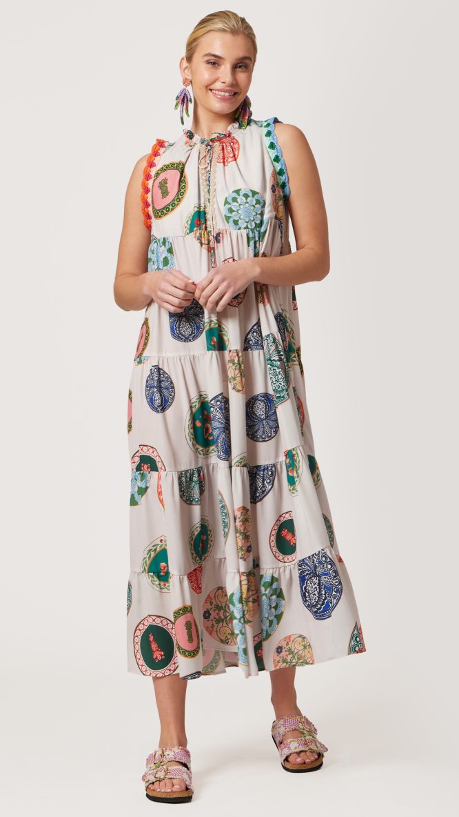 Sleeveless Printed Baby Pink Dress