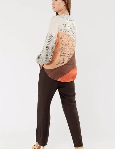 Anna V-Collar Chocolate Blouse