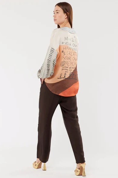 Anna V-Collar Chocolate Blouse