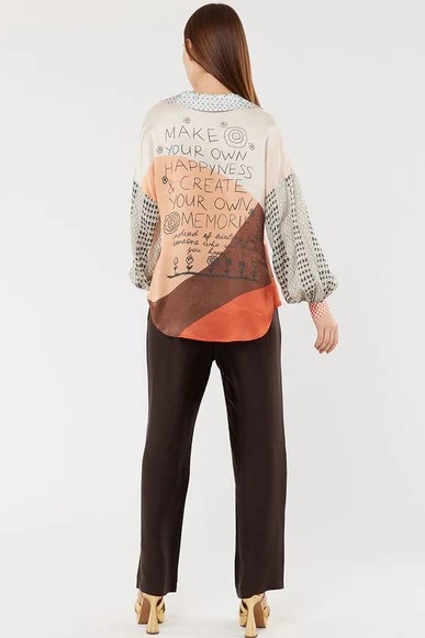 Anna V-Collar Chocolate Blouse