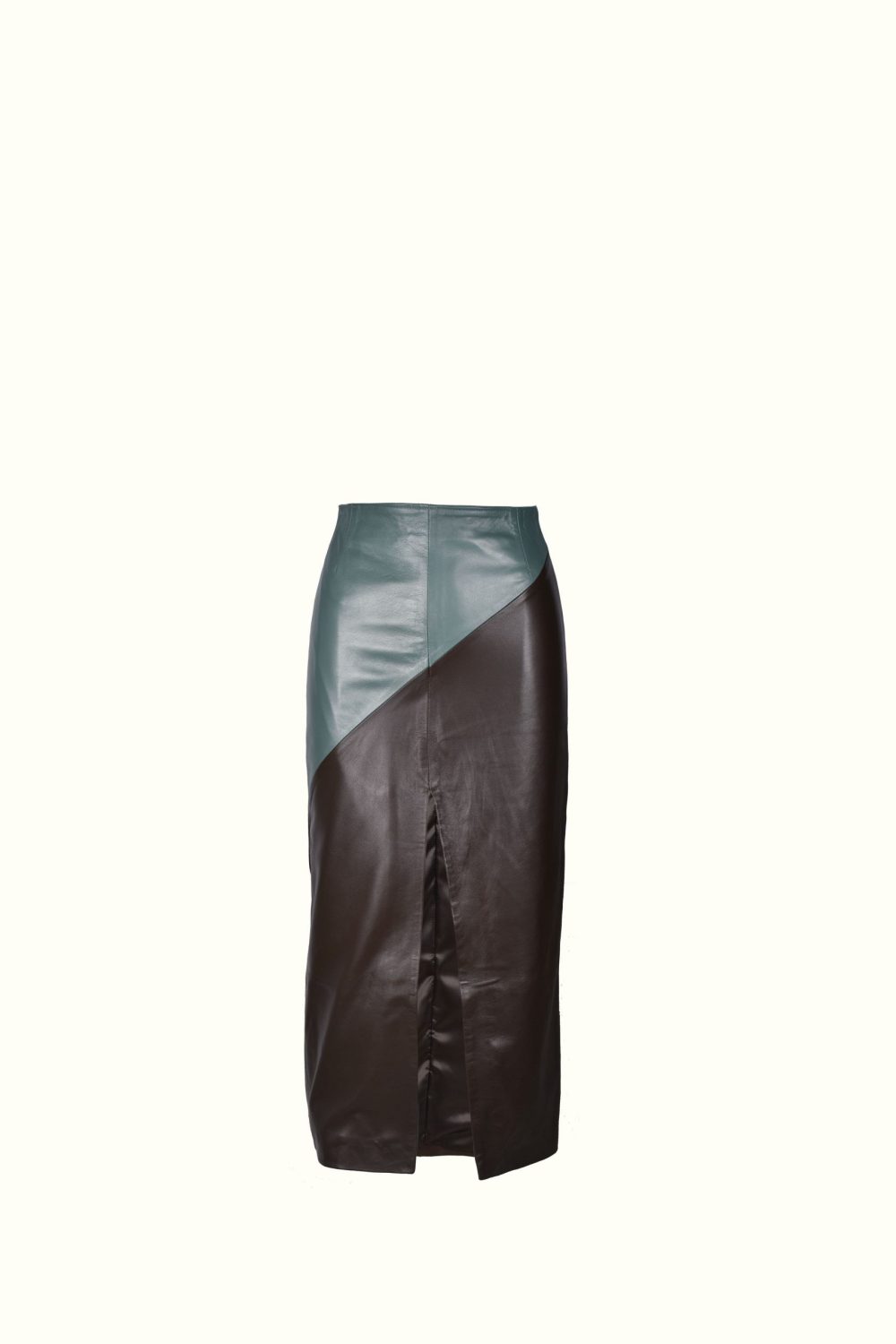 Leather Midi Skirt Pistachio/Brown