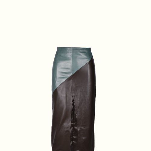 Leather Midi Skirt Pistachio/Brown