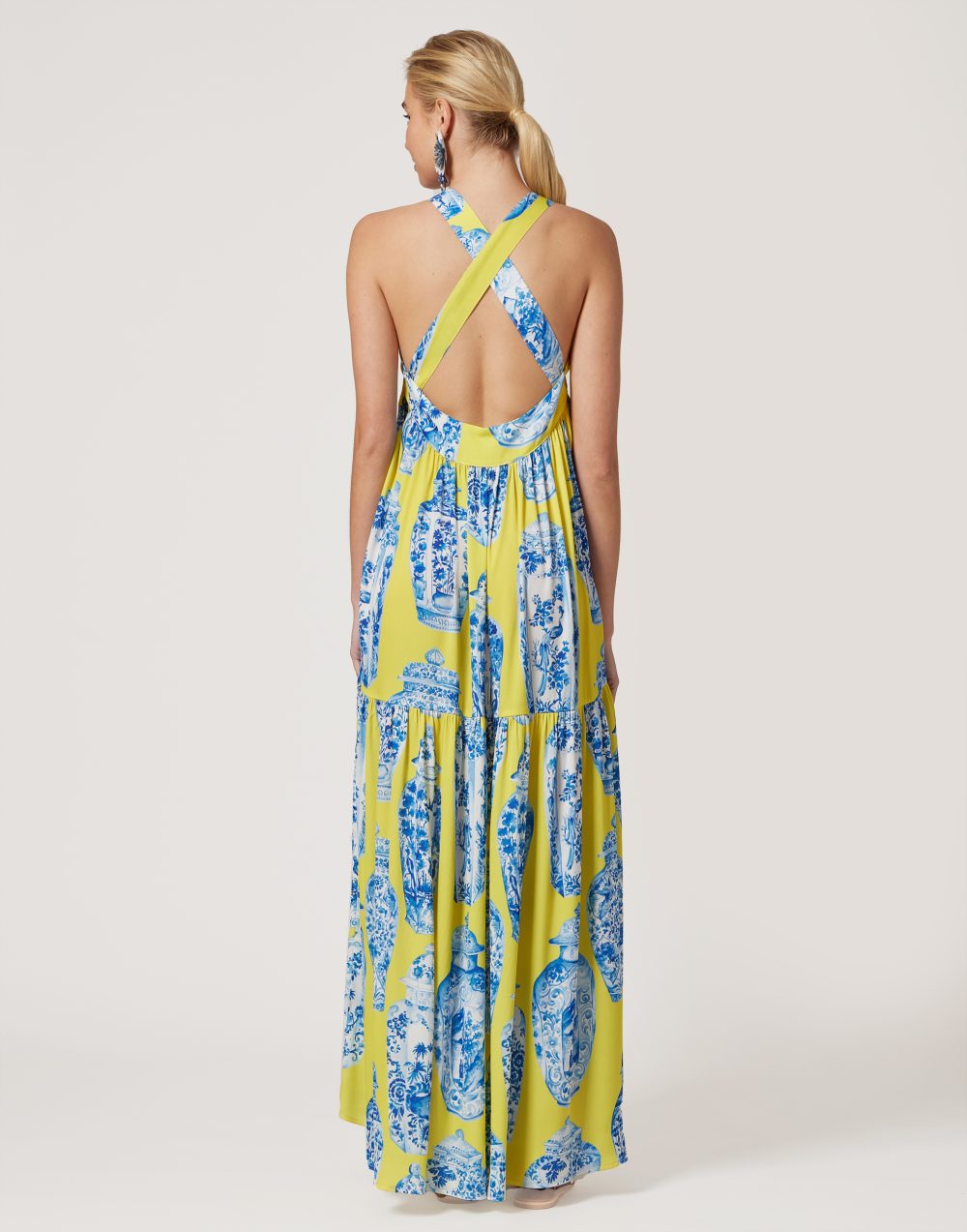 Printed Yellow Maxi Dress