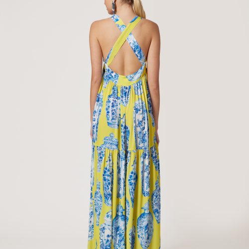Printed Yellow Maxi Dress