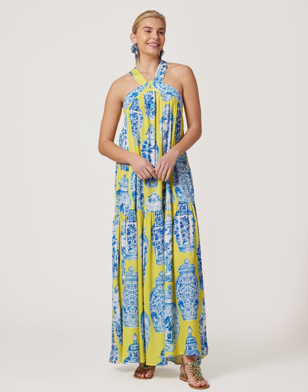 Printed Yellow Maxi Dress