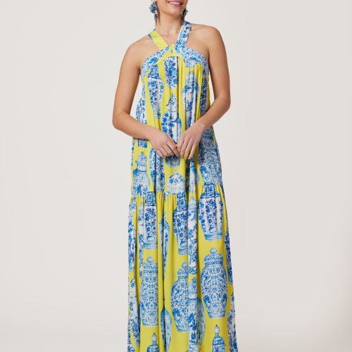 Printed Yellow Maxi Dress