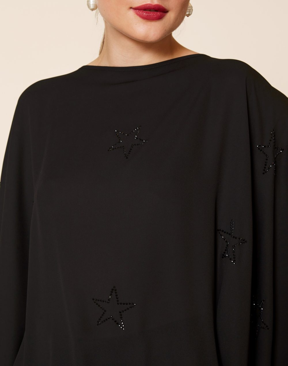 Black Rhinestone-Embellished Poncho