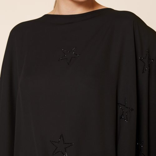 Black Rhinestone-Embellished Poncho