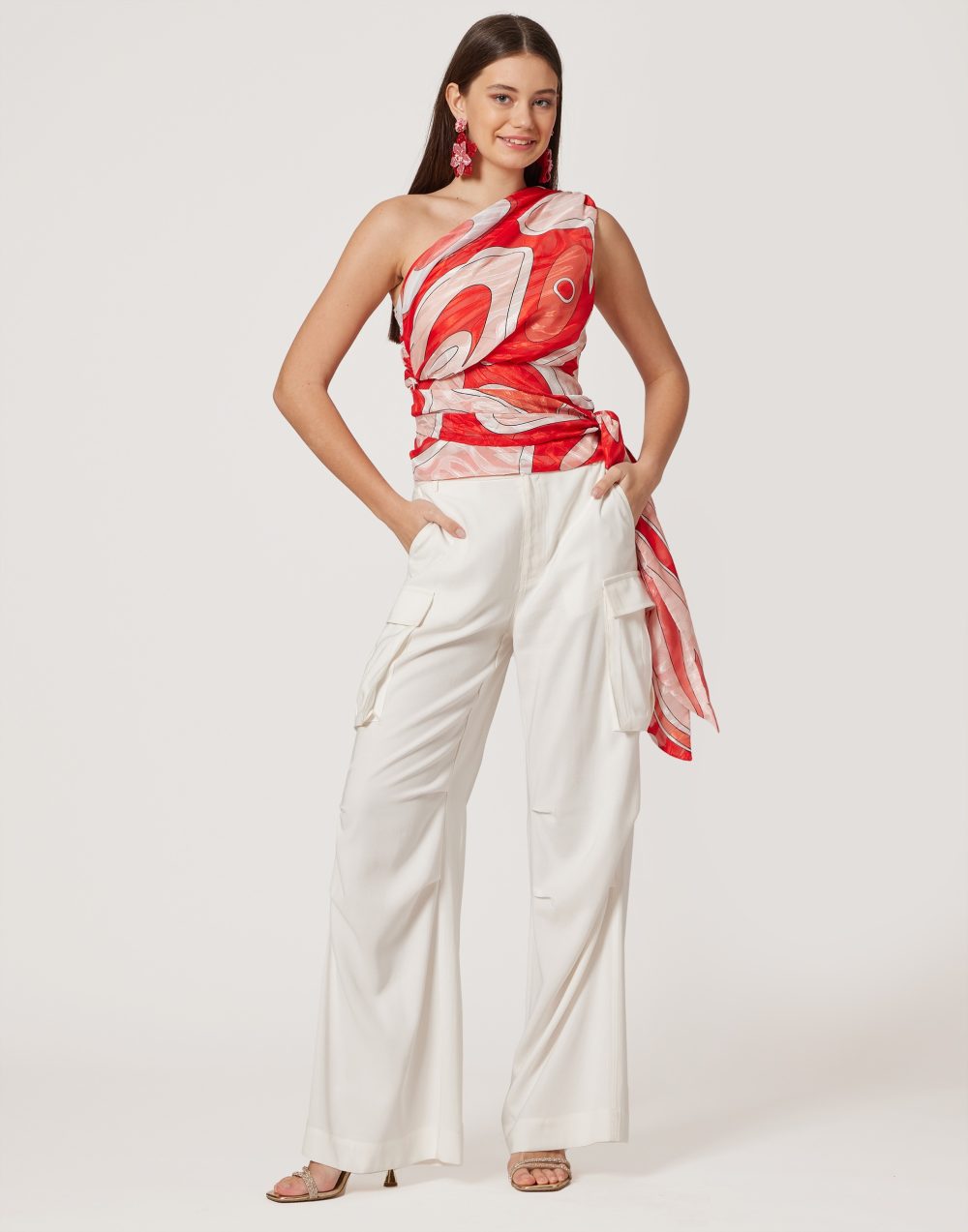 One Shoulder Printed Top