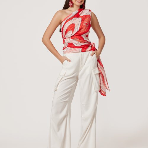 One Shoulder Printed Top