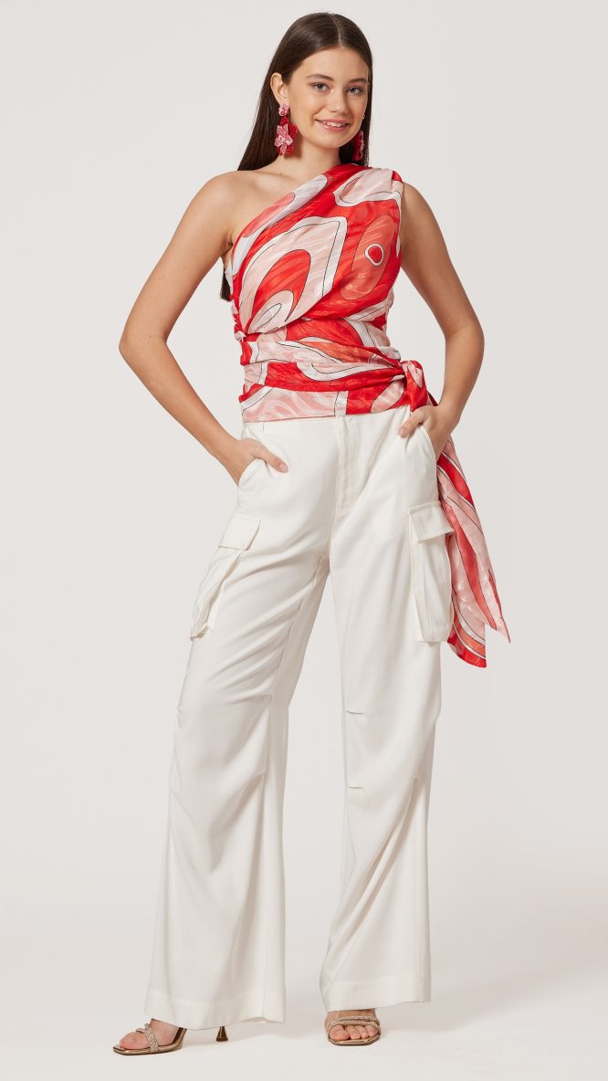 One Shoulder Printed Top