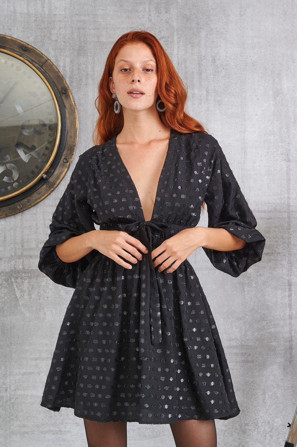 49441 Silver Yards-Deep V Dress