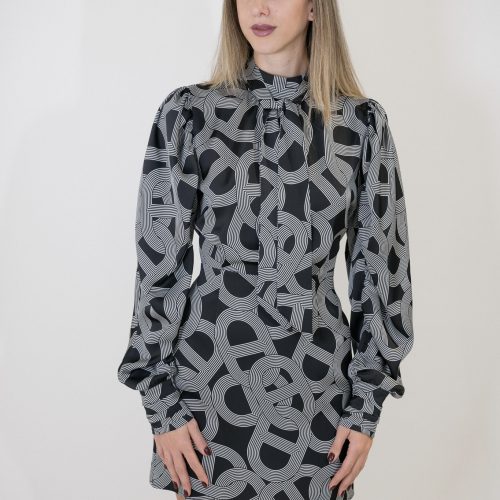 Printed Mini Dress With Tie