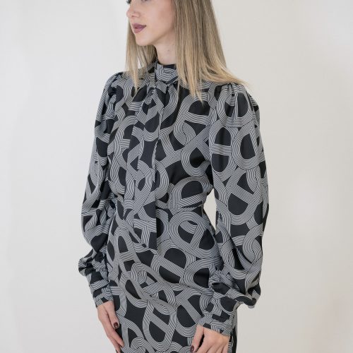 Printed Mini Dress With Tie