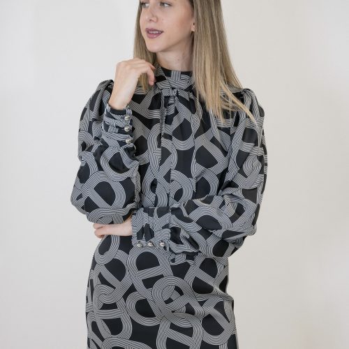 Printed Mini Dress With Tie