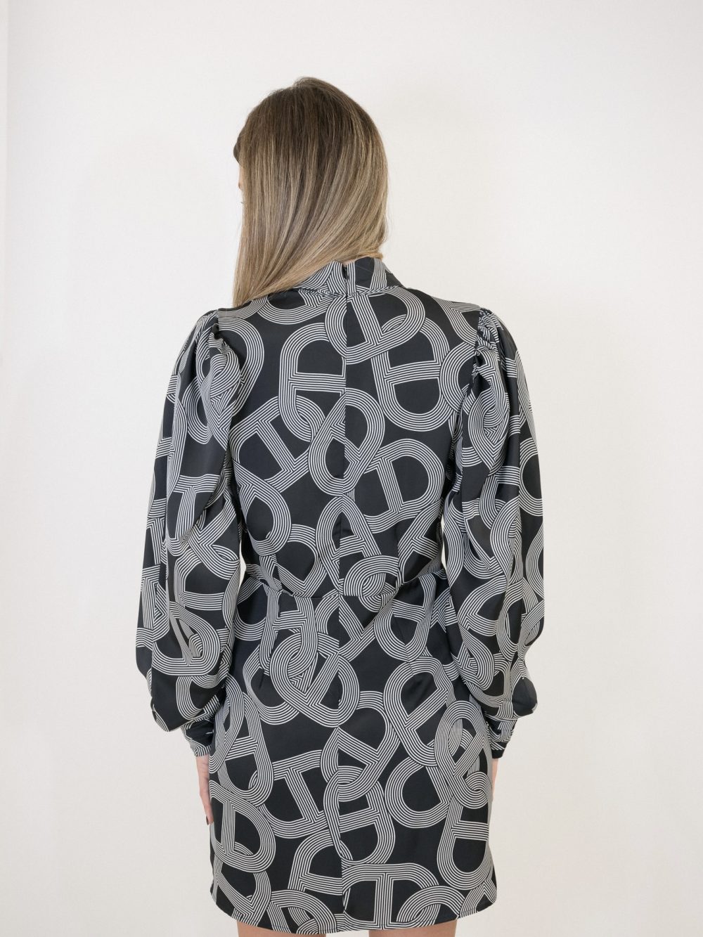 Printed Mini Dress With Tie