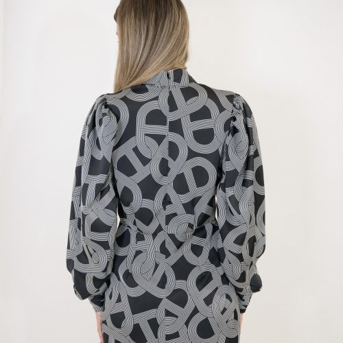 Printed Mini Dress With Tie