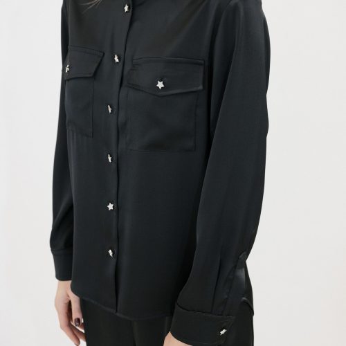 Black Shirt Rhinestone Embellished