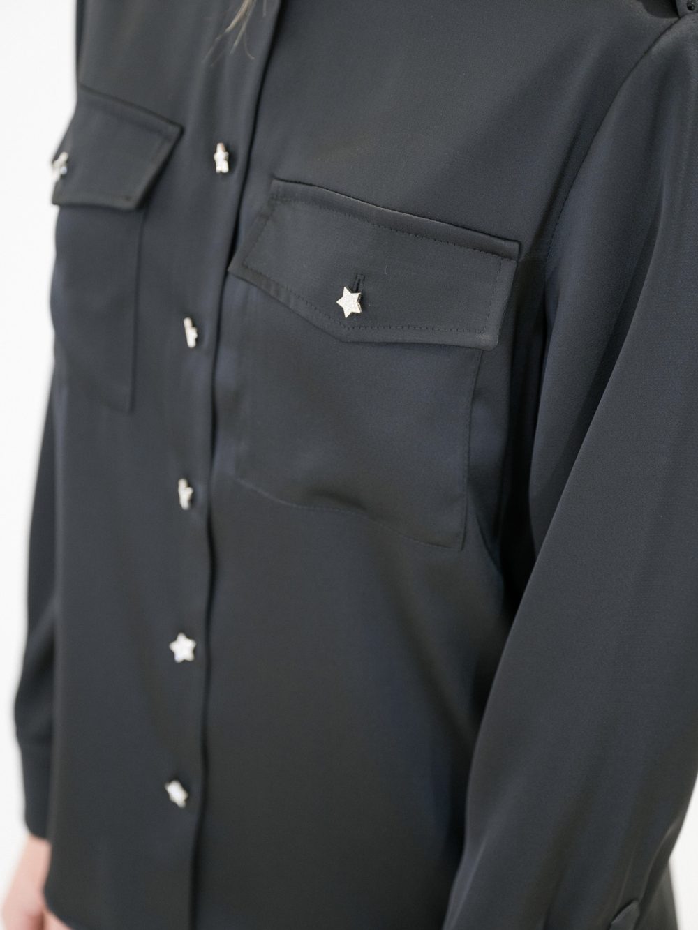 Black Shirt Rhinestone Embellished