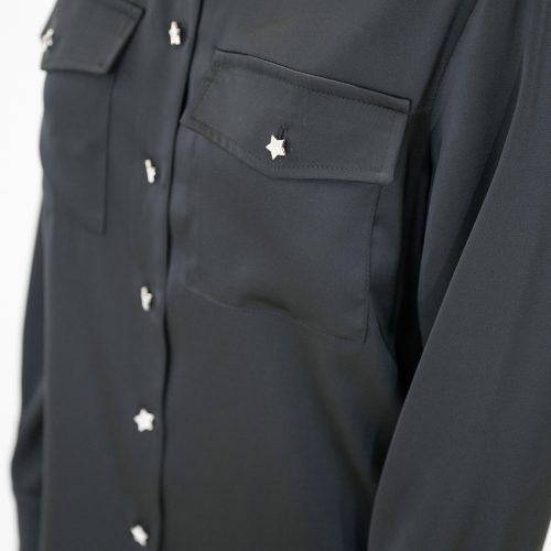Black Shirt Rhinestone Embellished