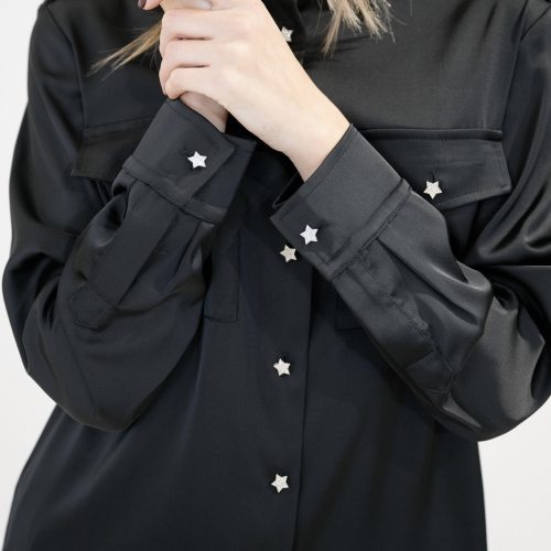 Black Shirt Rhinestone Embellished