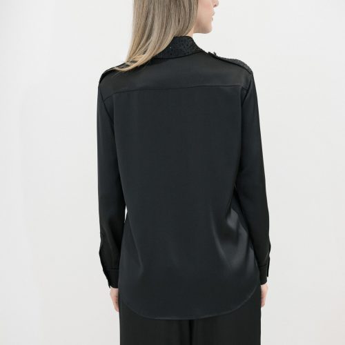 Black Shirt Rhinestone Embellished