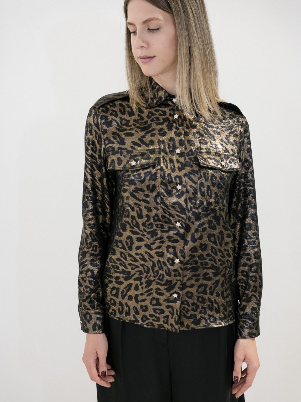 Leopard Shirt With Stars Buttons