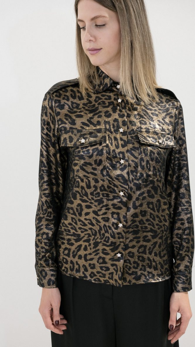 Leopard Shirt With Stars Buttons