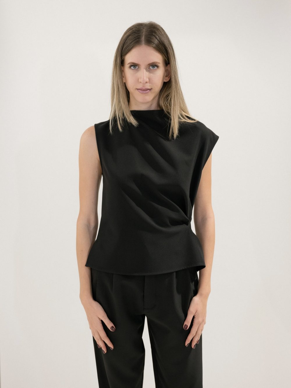 Black Top With Buttons At The Back