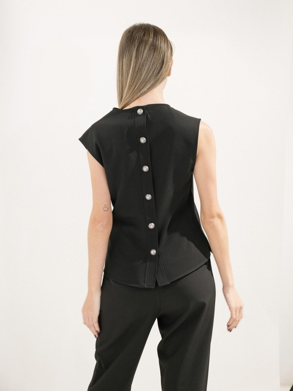 Black Top With Buttons At The Back