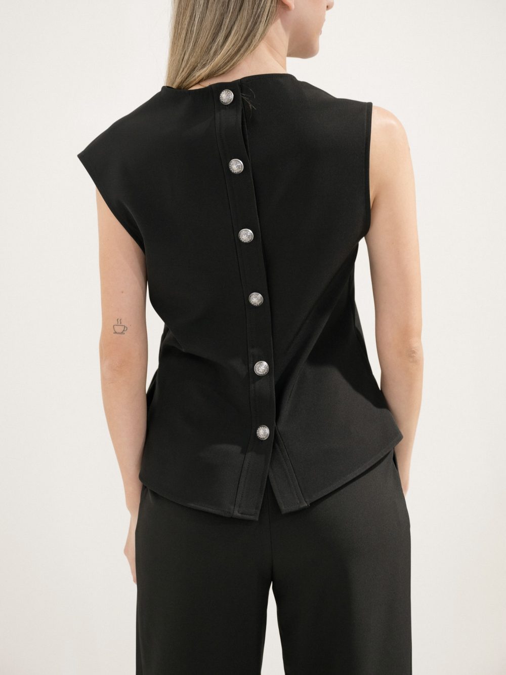 Black Top With Buttons At The Back