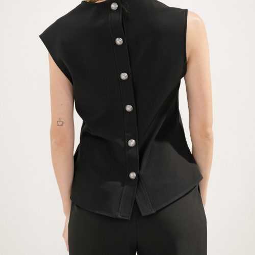 Black Top With Buttons At The Back