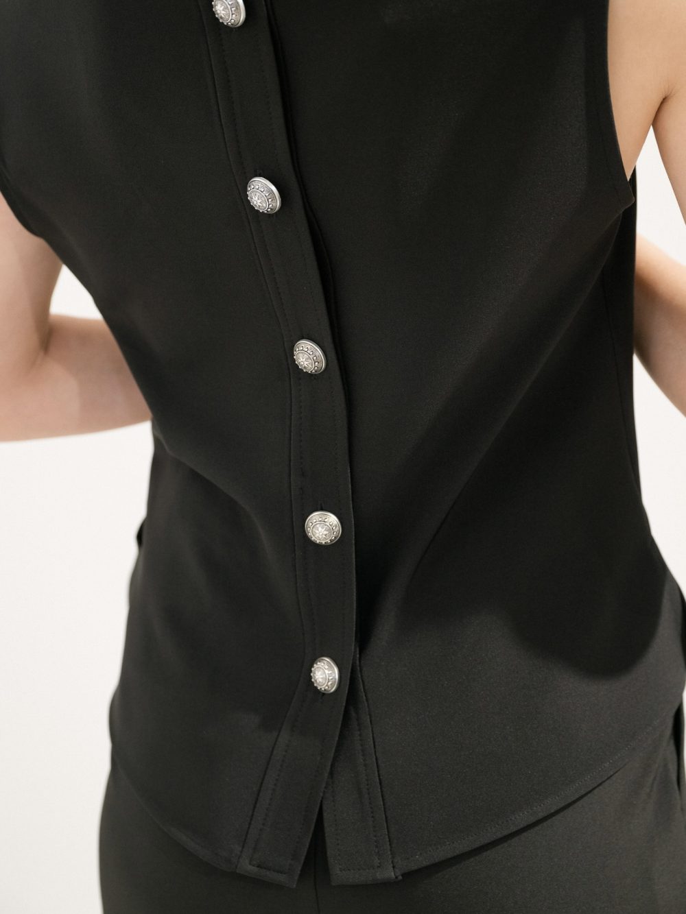 Black Top With Buttons At The Back