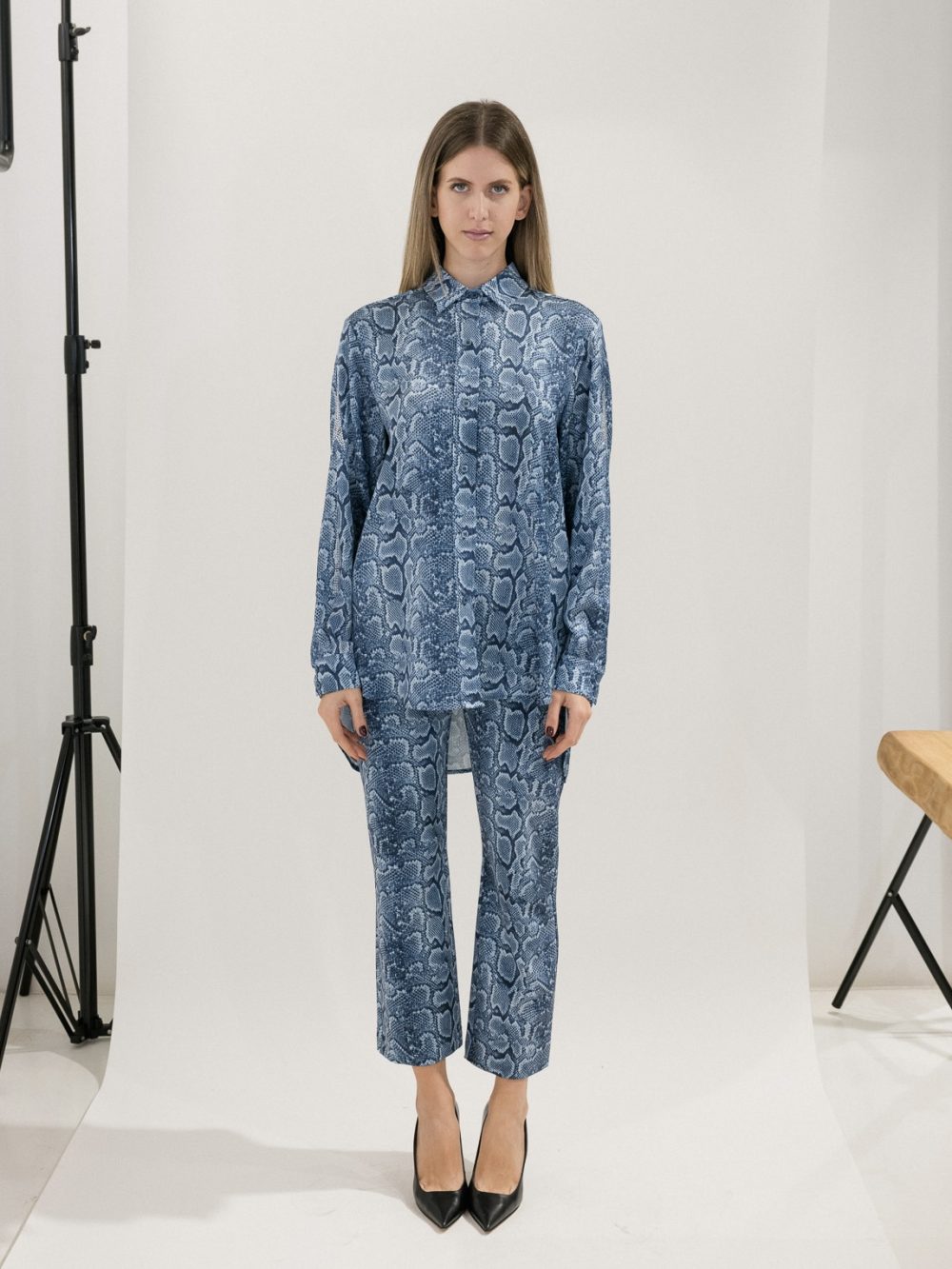 Blue Snake Print Shirt