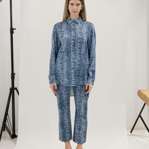 Blue Snake Print Shirt