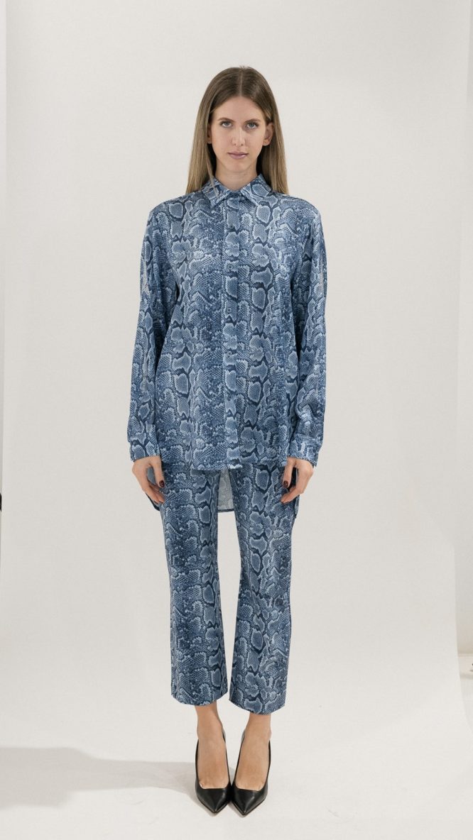 Blue Snake Print Shirt